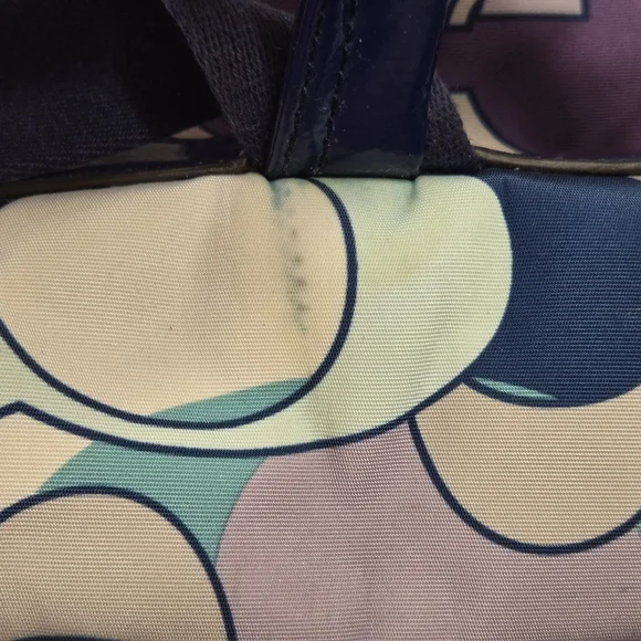 Coach Kyra Scarf Multicolor Patterned Backpack With Drawstring/Magnetic Closure - Picture 9 of 11